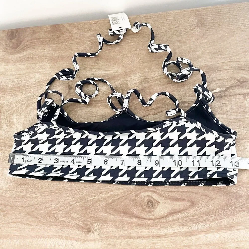 Frankie’s Bikinis Houndstooth Strappy Bikini Top Baddie Y2K Sporty Swim M